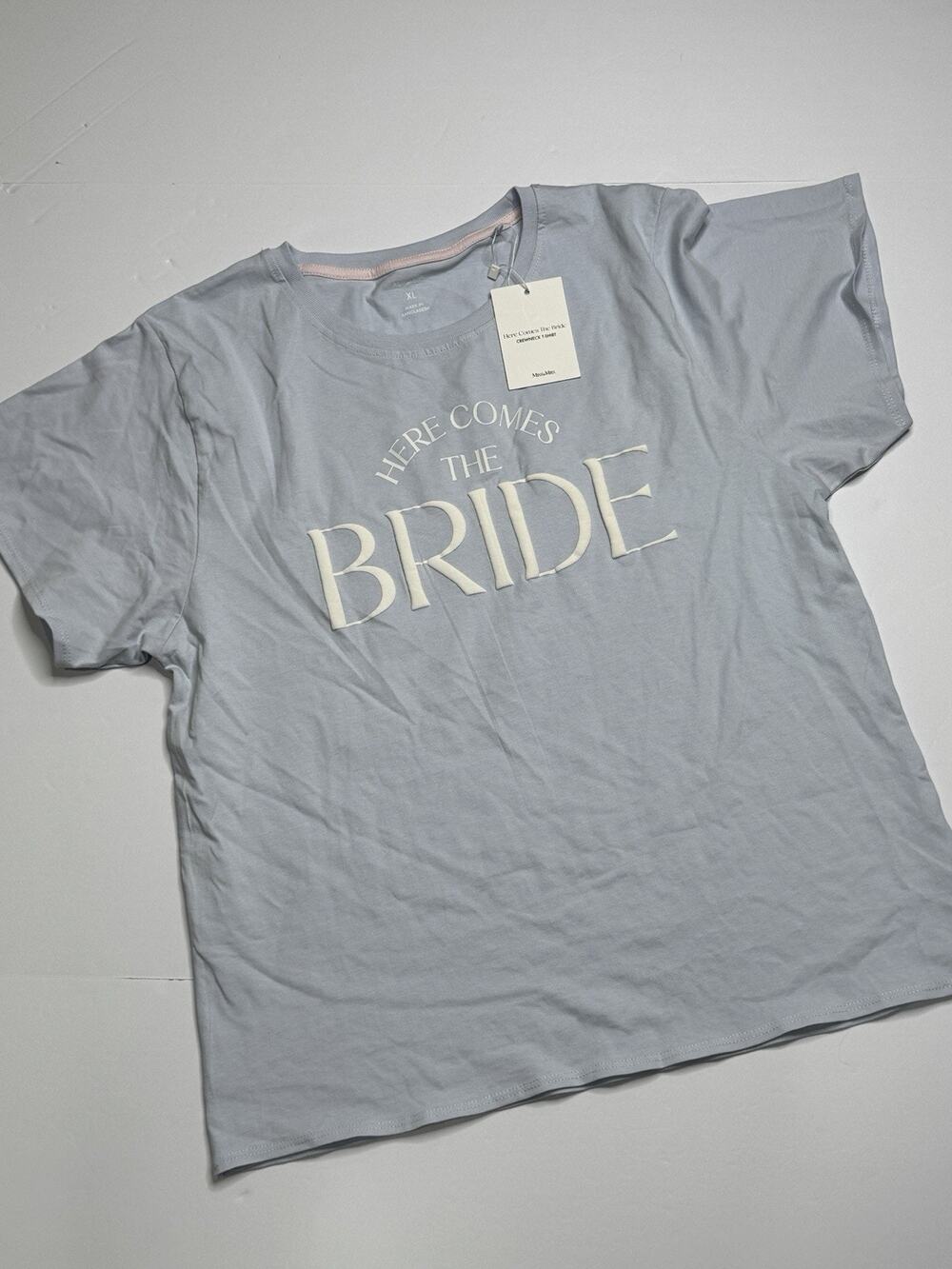 Miss to Mrs Here Comes the Bride T Shirt Womens XL Blue Bridal Wedding NWT